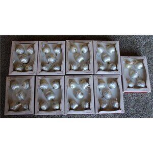 Vintage Pyramid Ornament 54 Total Ivory Sheen Silver Glitter Fabric Christmas